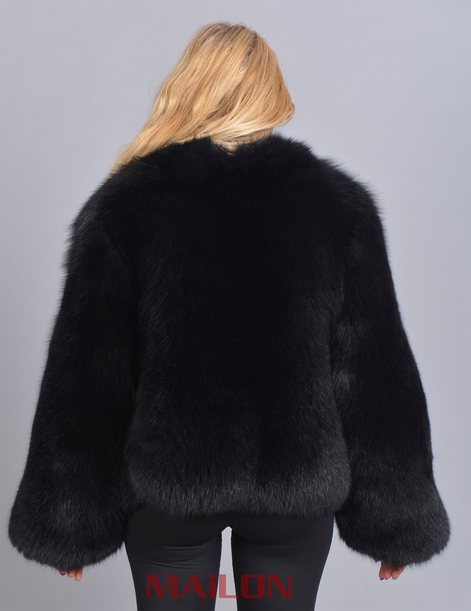 Short Black Fox Fur Jacket