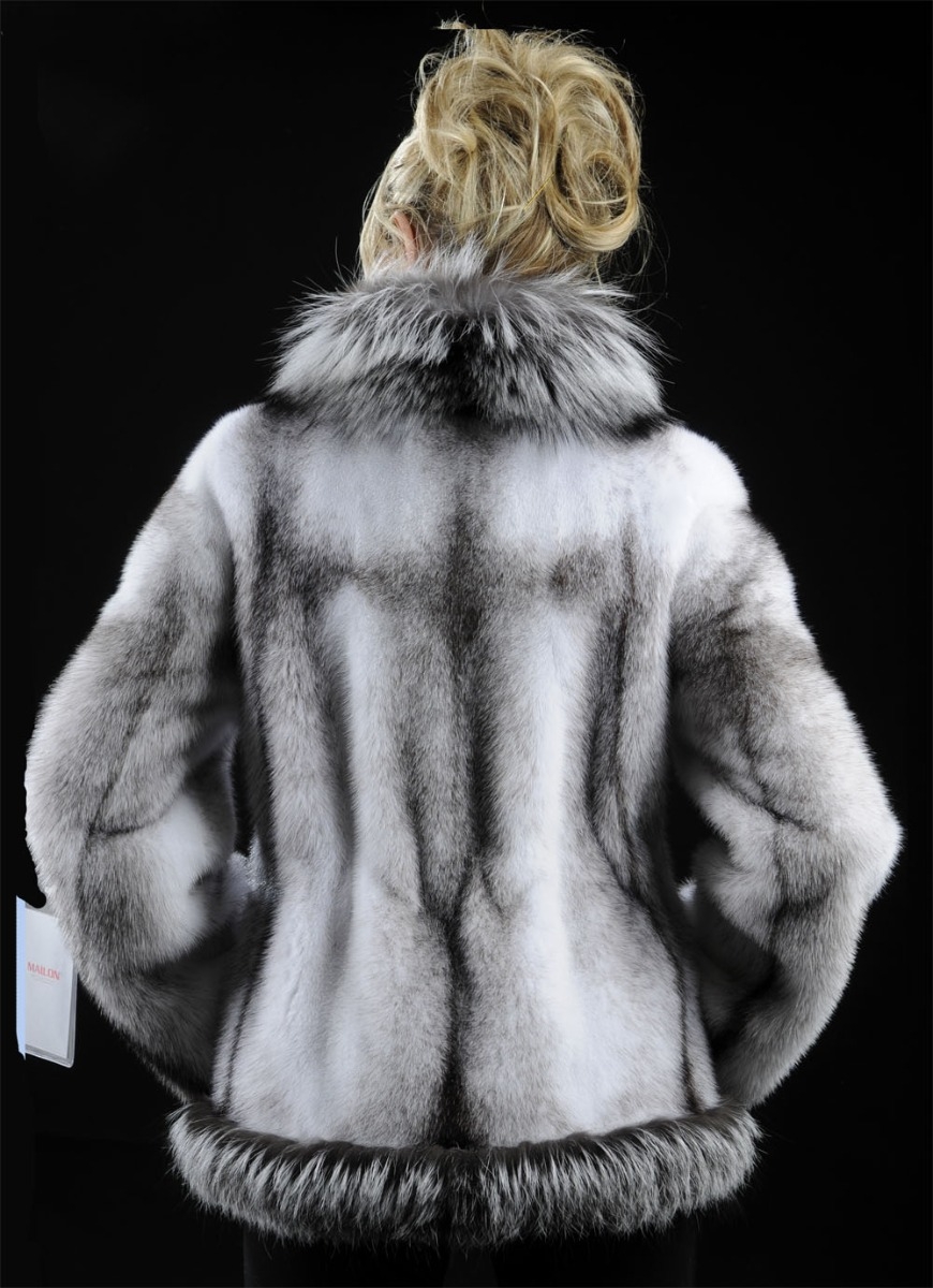 White Mink Fur Jacket - White Fur FoxTrim