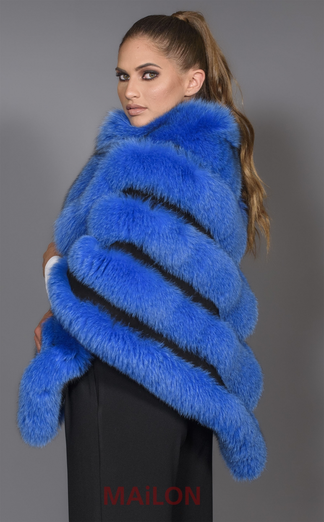 Blue SAGA Fox Fur Cape - One Size fits most