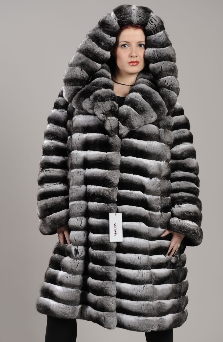 Hooded Empress chinchilla fur coat