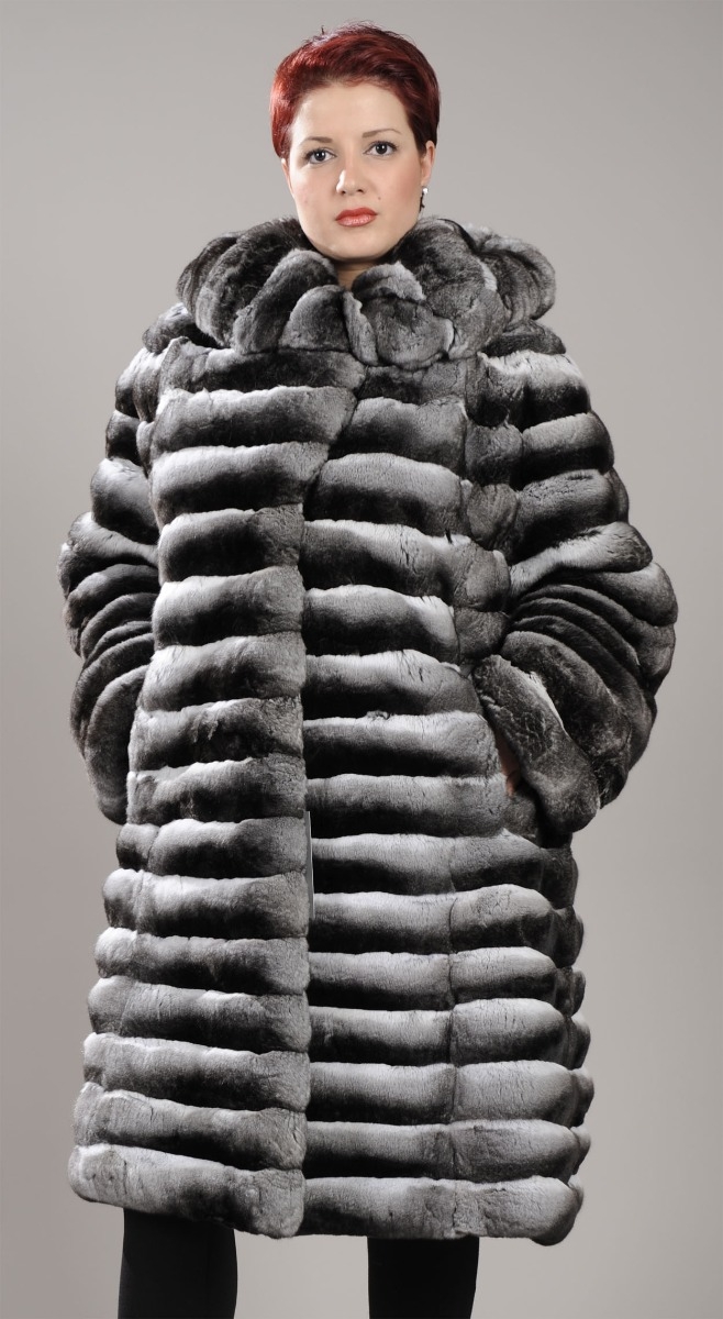 Hooded Empress chinchilla fur coat